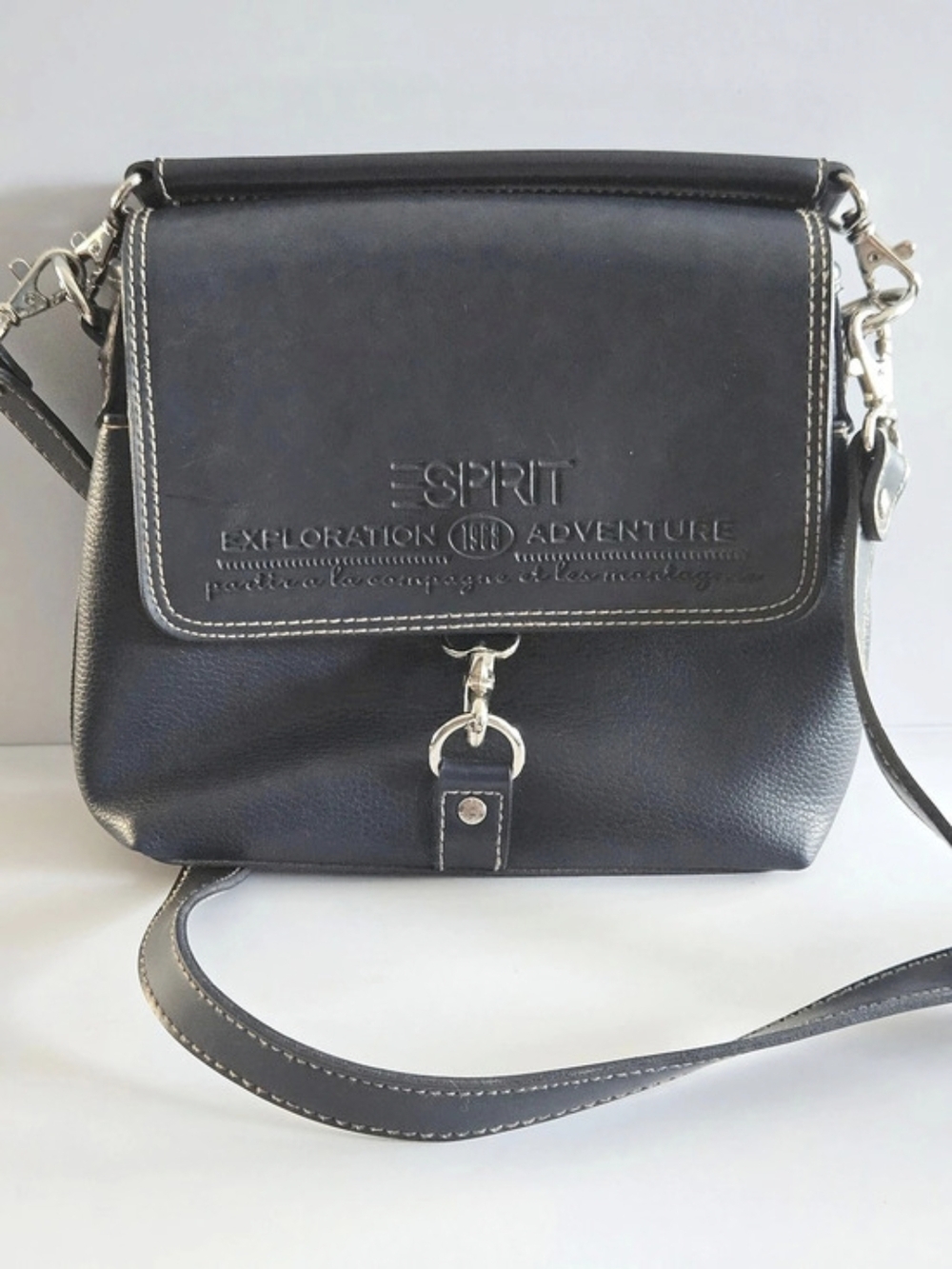 Vintage 90s Espirit Exploration Adventure Navy Crossbody Bagtop Handle